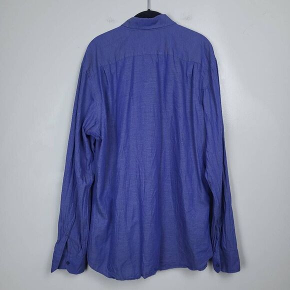 Teddy Stratford Mens NYTD Zip Fit Shirt Size XXL Blue Long Sleeve Twill Athletic - Picture 2 of 8